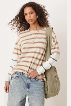 Free People Striped oversized long sleeve t-shirt in