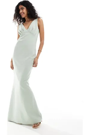 Pretty Lavish Bridesmaid crepe maxi dress in sage