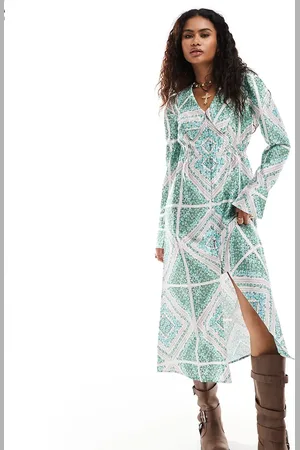 Reclaimed Inspired collar midi tea dress