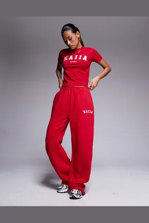 Kaiia Sport embroidered logo wide leg jogger co-ord in