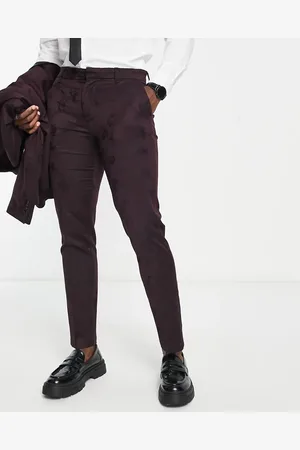 New Look Skinny suit trouser in burgundy jacquard