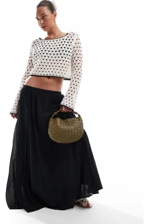 ASOS Cotton godet maxi skirt in