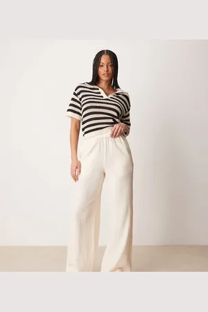 ASOS Tall cheesecloth pull on trousers with raw edge in buttermilk