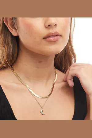 Pieces® 2 chain necklace with moon charm in