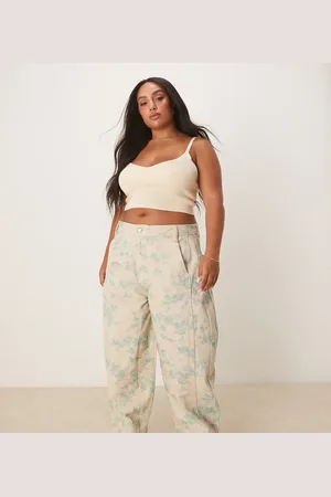 ASOS Curve seamed barrel trouser in vintage floral print