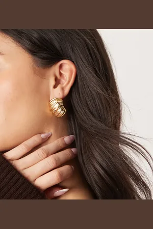 Orelia Textured domed statement stud earrings in 18k plated