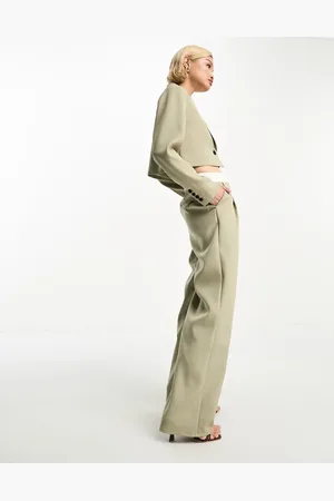 4th & Reckless Contrast waistband trouser co-ord in khaki