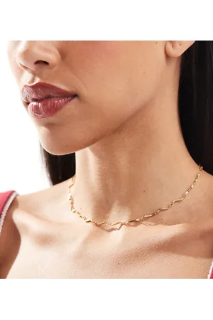 ASOS 14k plated short necklace with wave design in tone