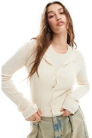 COLLUSION Knit cardigan in buttermilk