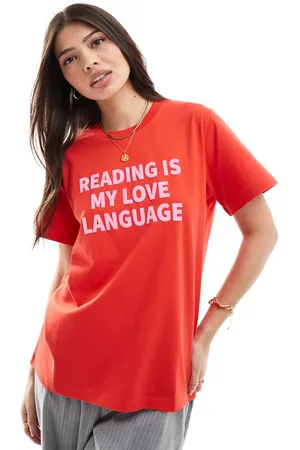 ASOS Oversized tee with reading slogan in