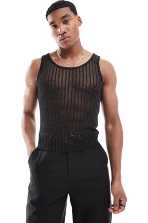 ASOS Muscle fit vest in sheer glitter stripe