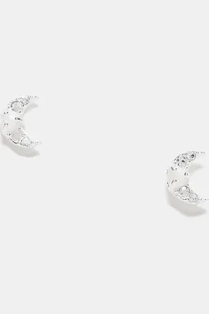 Kingsley Ryan Gemset moon with opal stone stud earrings in sterling