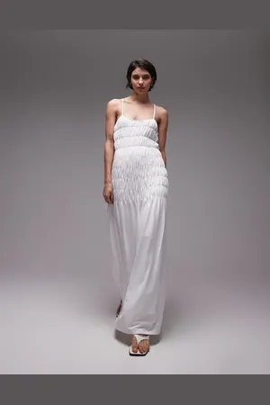 SNDYS Shirred drop hem cami maxi dress in