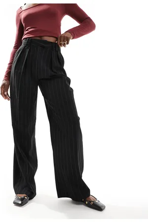 ASOS Wide leg tailored trouser in black stripe