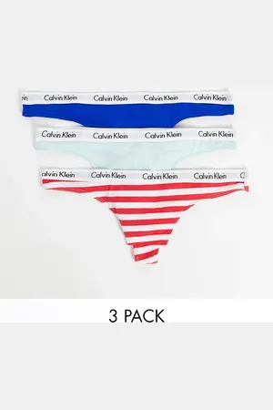 Calvin Klein Carousel thong 3 pack in pink stripe/blue/mint