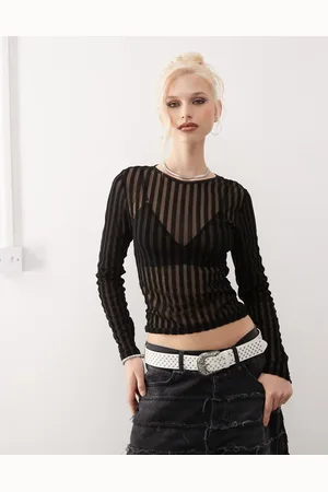 COLLUSION Sheer stripe backless top