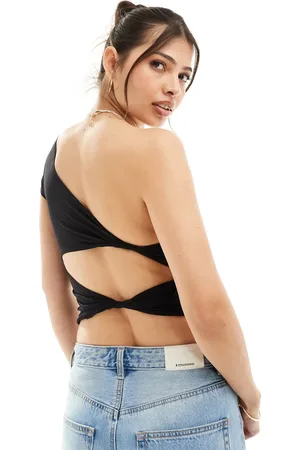 ASOS Slinky twist back top in black