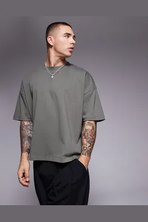 ASOS Heavyweight oversized boxy drop shoulder t-shirt in khaki