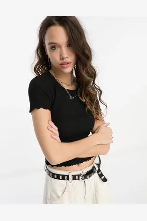 ONLY Cropped lettuce edge t-shirt in