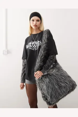Minga London and white long fur crossbody bag