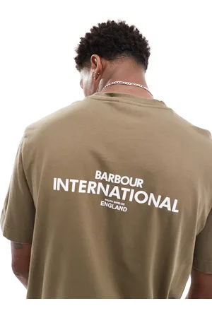 Barbour Simons logo t-shirt in khaki exclusive to ASOS