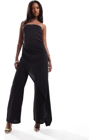 ASOS Bandeau drape detail wide leg jumpsuit in