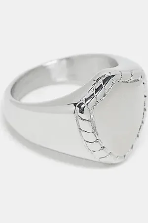 ASOS Waterproof stainless steel ring with shield design in tone