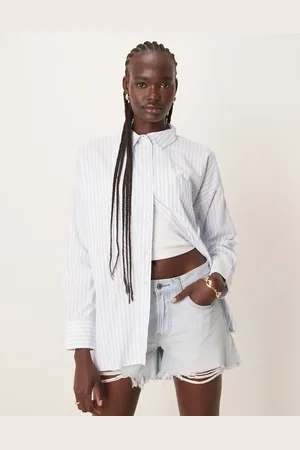 VILA Oversized boyfriend fit shirt in kentucky stripe