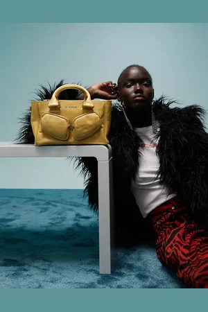 Bimba y Lola Medium leather grab bag with detachable strap in topaz