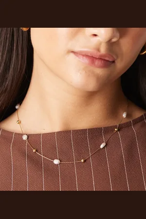 LOST SOULS Stainless steel 18ct plated pearl charm choker necklace