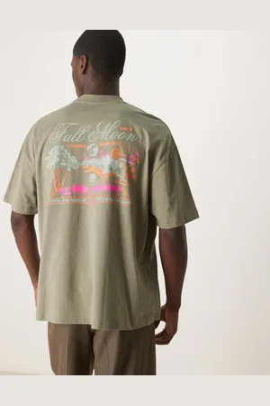 ASOS Boxy oversized t-shirt with back print in khaki