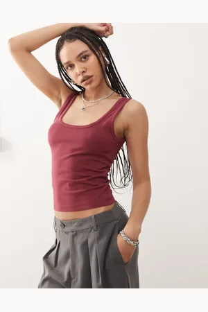 COLLUSION Strappy square neck cami top in cherry