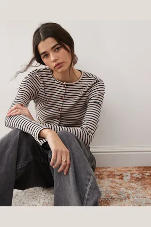 Miss Selfridge Long sleeve cardigan in stripe