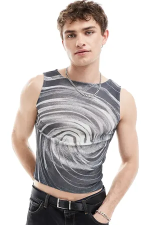 COLLUSION Printed muscle mesh vest with swirl print