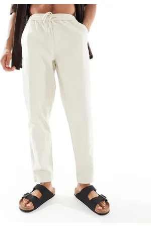 River Island Linen look pull on trousers in ecru