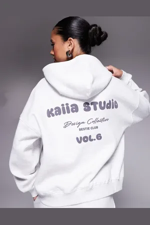 Kaiia Studio back print oversized hoodie co-ord in light marl