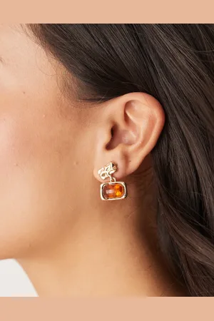 True Decadence Amber stone drop earrings in