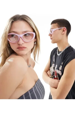 Le Specs Dotcom clear to black photochromatic lens sunglasses in metallic lilac