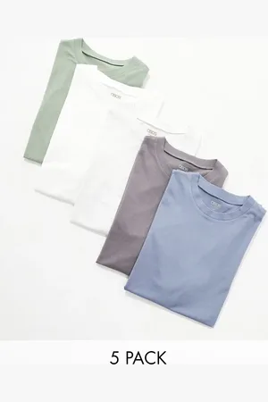 ASOS 5 pack crew neck t-shirts in multiple colours
