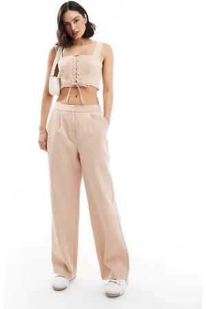 Miss Selfridge Tailored wide leg pull on trouser in pinstripe co ord