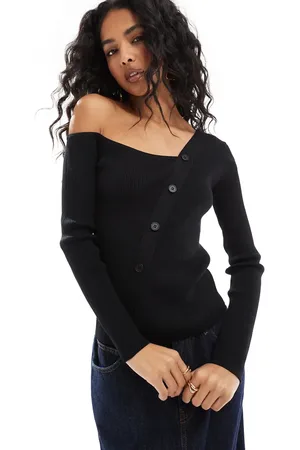 Pimkie Asymmetric bardot button through sweater in