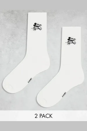 ASOS 2 pack Disney Mickey Mouse embroidery socks in off