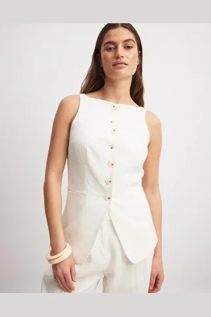 NA-KD Co-ord high neck linen waistcoat in