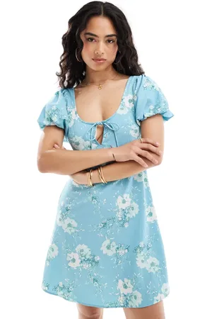 ASOS Puff sleeve mini tea dress in floral print