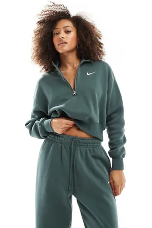 Nike Phoenix fleece cropped quarter zip sweatshirt in dark