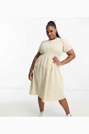 Simply Be Smock midi dress in multi-colour check