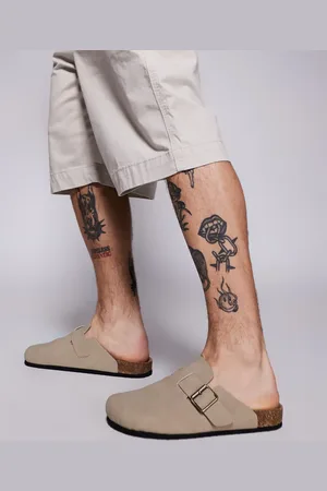ASOS Mule clog sandals in stone with cork sole