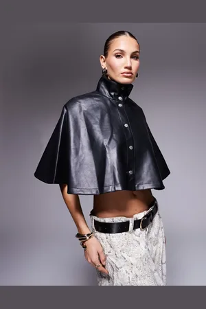 ASOS Leather look cape jacket in