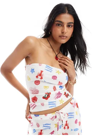 ASOS Textured bandeau co-ord in summer food print