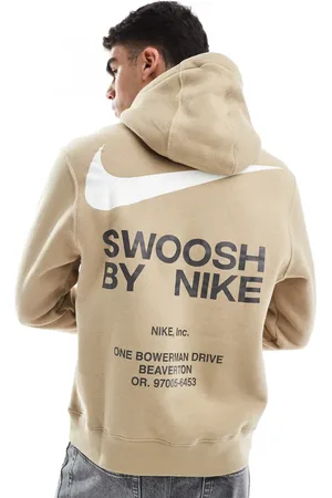 Nike Club Swoosh graphic backprint hoodie in beige